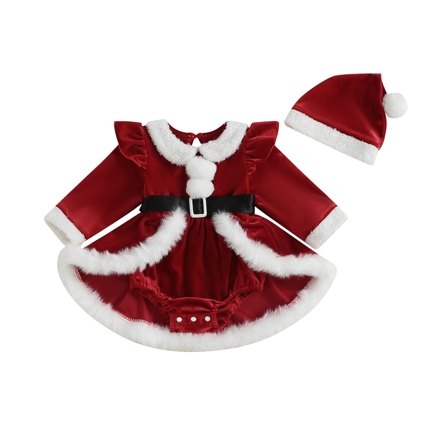 Baby Girl Christmas Santa Bodysuit Dress Set