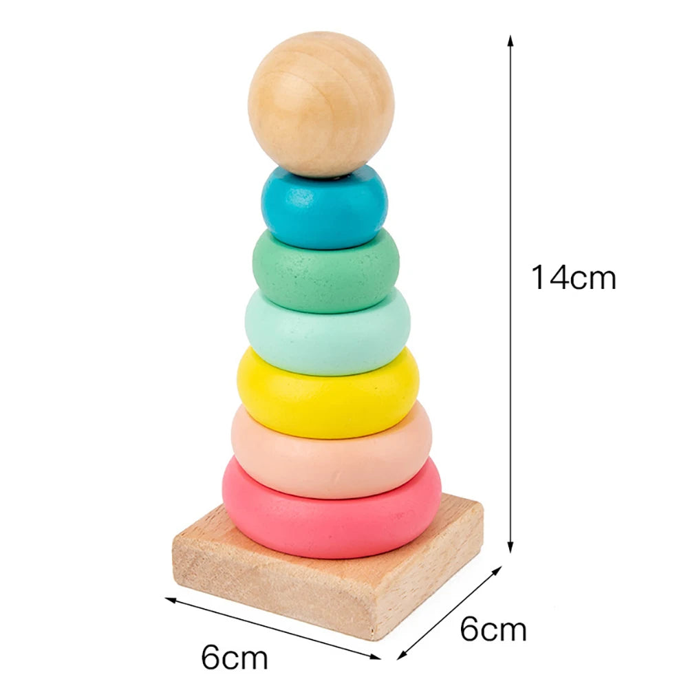 Wooden Rainbow Stacker Ring Montessori Toy