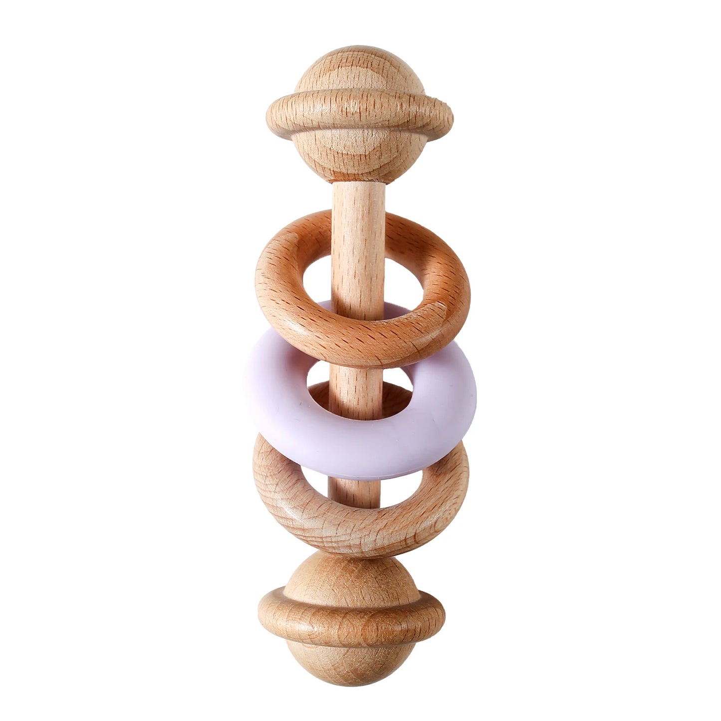 Wooden Baby Rattle & Silicone Teether Toy