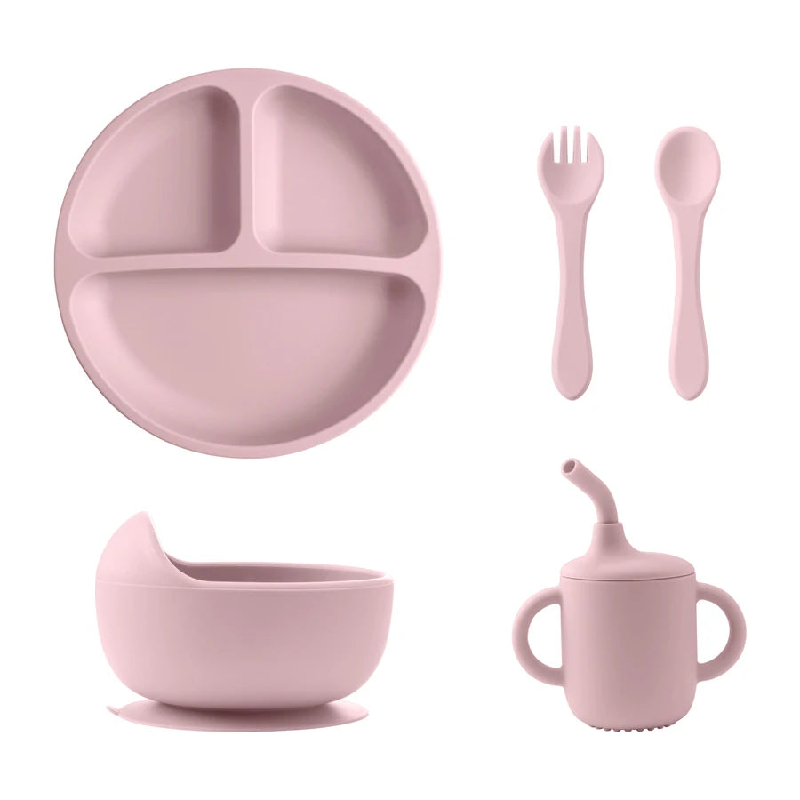 5PCS Baby Silicone Feeding Tableware Set