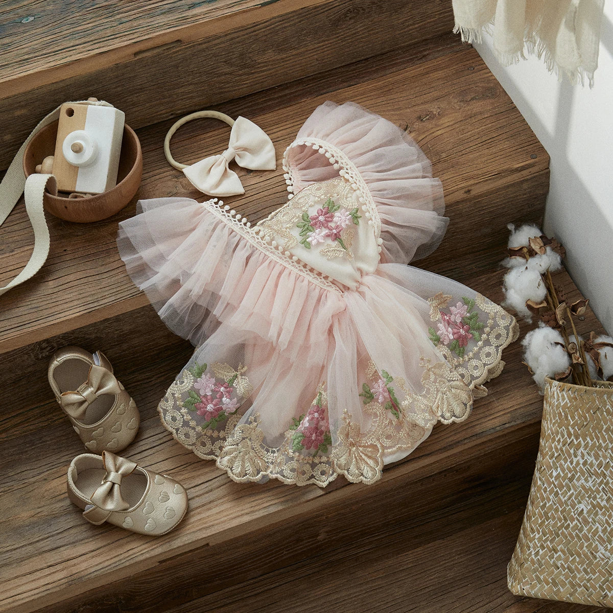 Baby Girl Floral Tulle Princess Romper