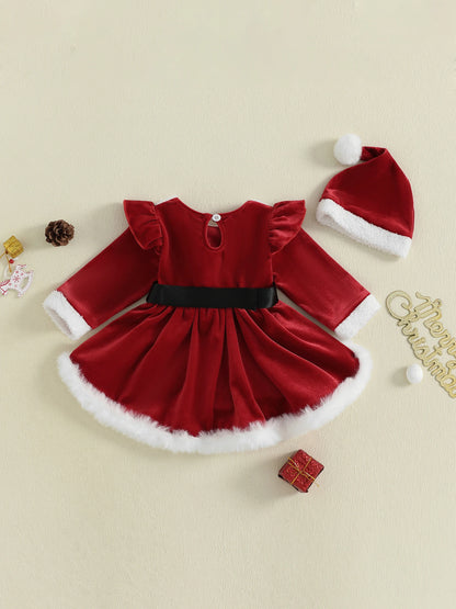 Baby Girl Christmas Santa Bodysuit Dress Set