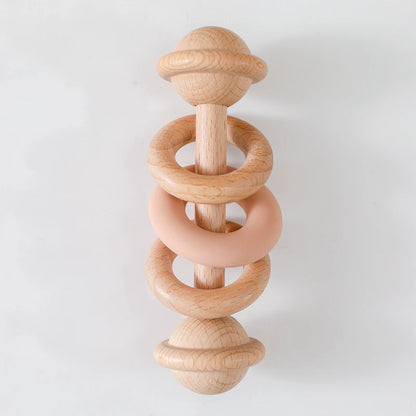 Wooden Baby Rattle & Silicone Teether Toy