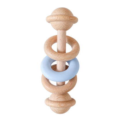 Wooden Baby Rattle & Silicone Teether Toy