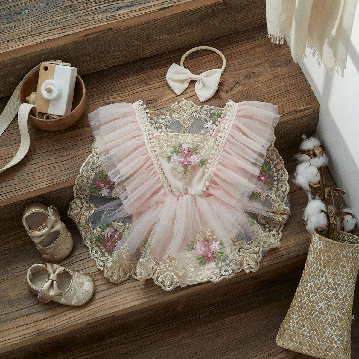 Baby Girl Floral Tulle Princess Romper