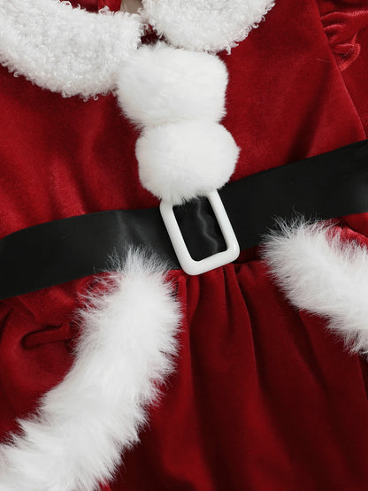 Baby Girl Christmas Santa Bodysuit Dress Set