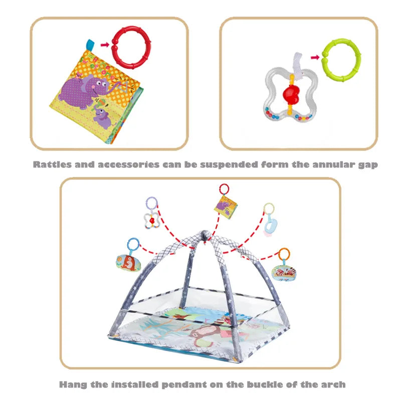Baby Activity Play Mat Gym with Fitness Frame