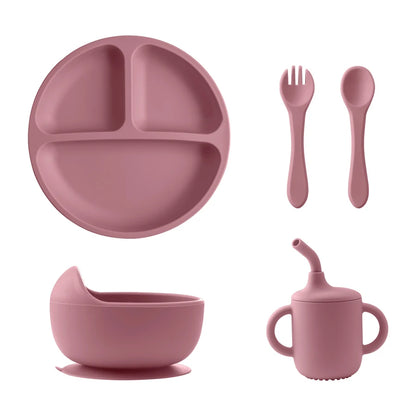 5PCS Baby Silicone Feeding Tableware Set