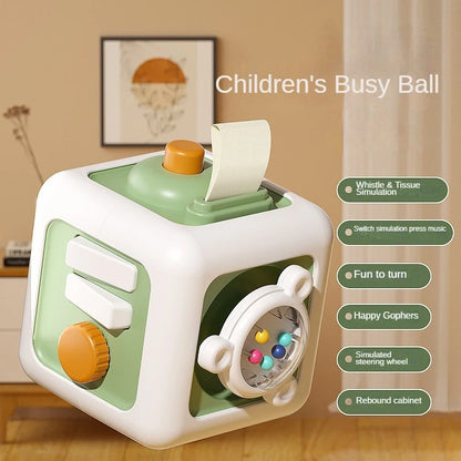 6-in-1 Montessori Sensory Busy Board Cube