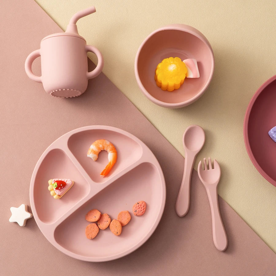 5PCS Baby Silicone Feeding Tableware Set