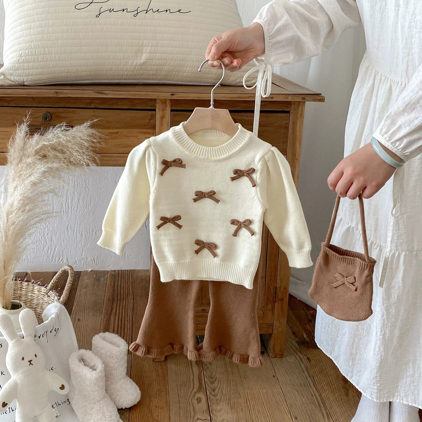 Baby Girl Knit Sweater & Bell-Bottom Set