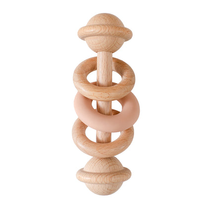 Wooden Baby Rattle & Silicone Teether Toy