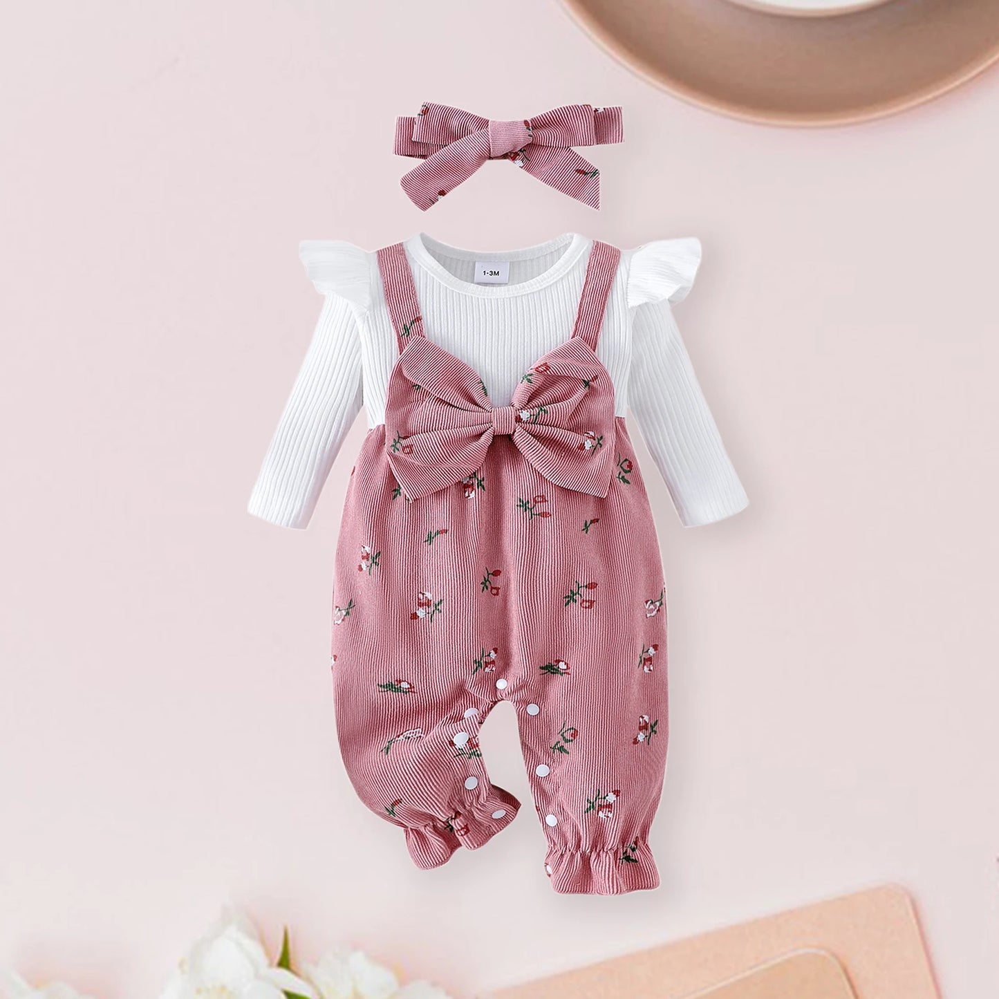 Baby Girl Floral Romper & Headband Set
