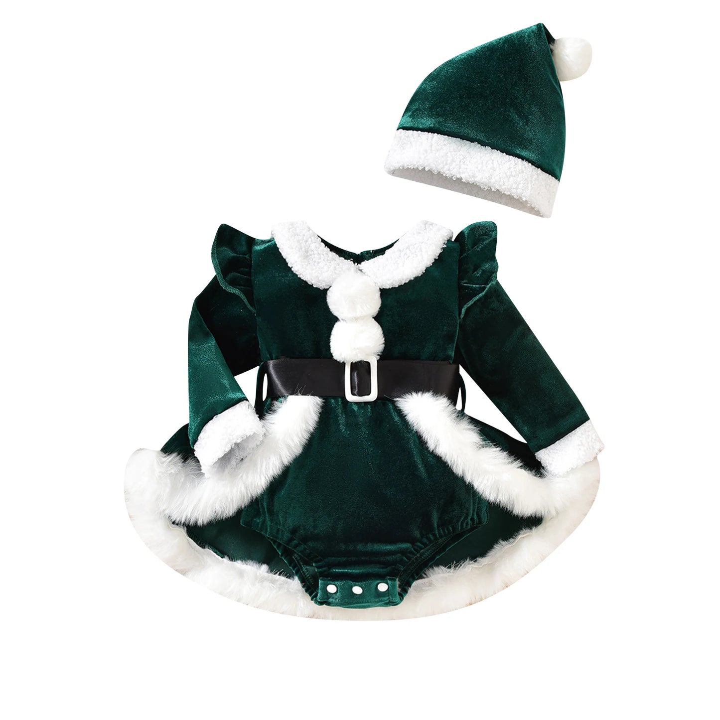 Baby Girl Christmas Santa Bodysuit Dress Set