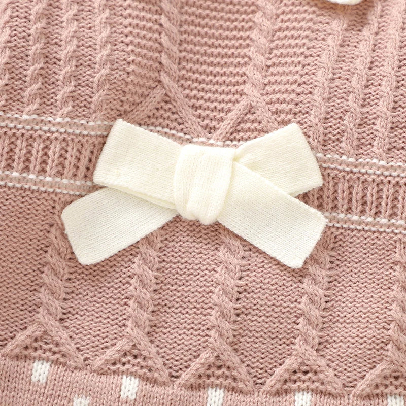 Baby Girl Knit Romper & Hat Set