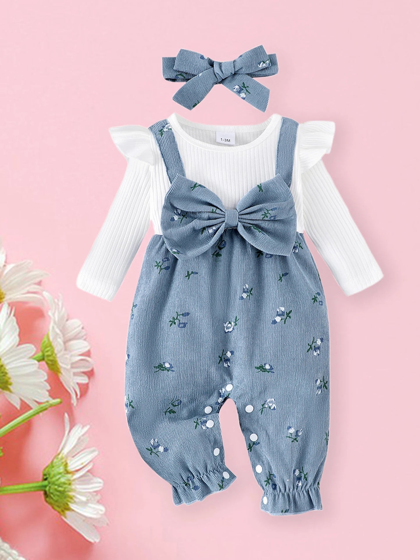 Baby Girl Floral Romper & Headband Set