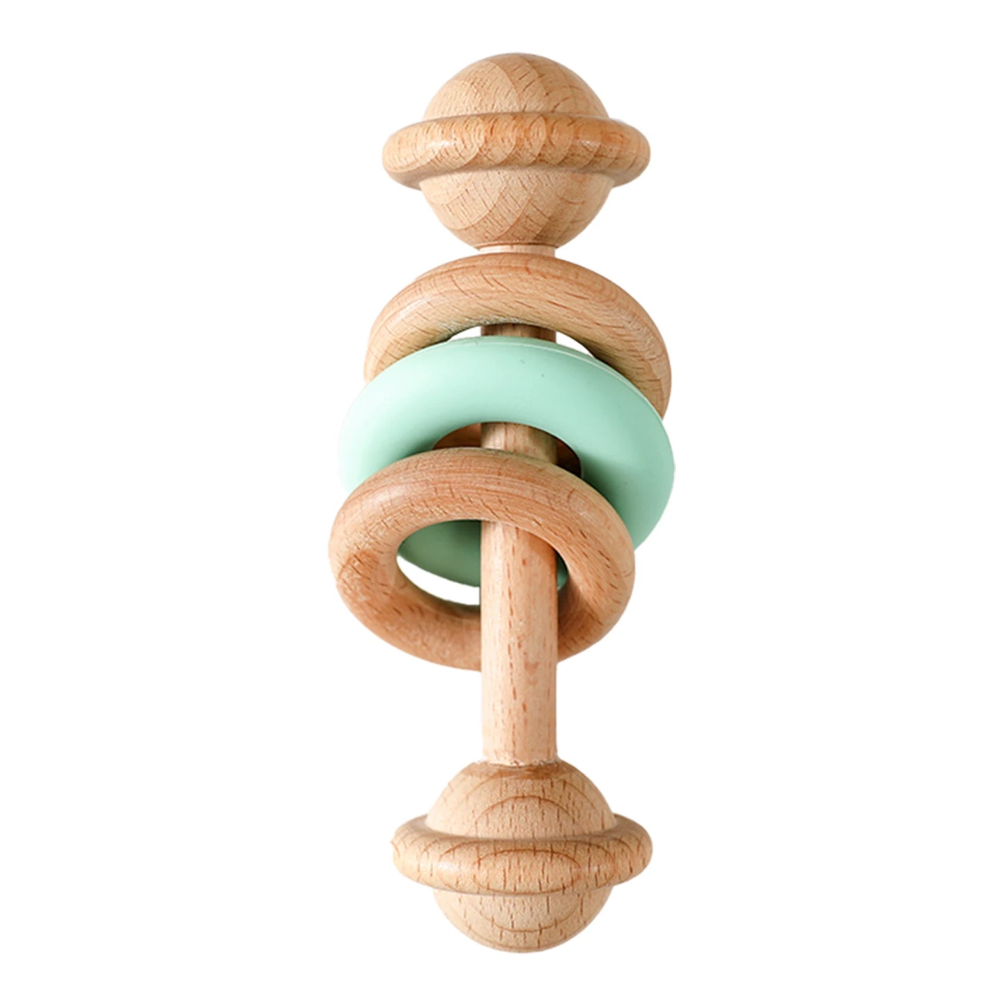 Wooden Baby Rattle & Silicone Teether Toy