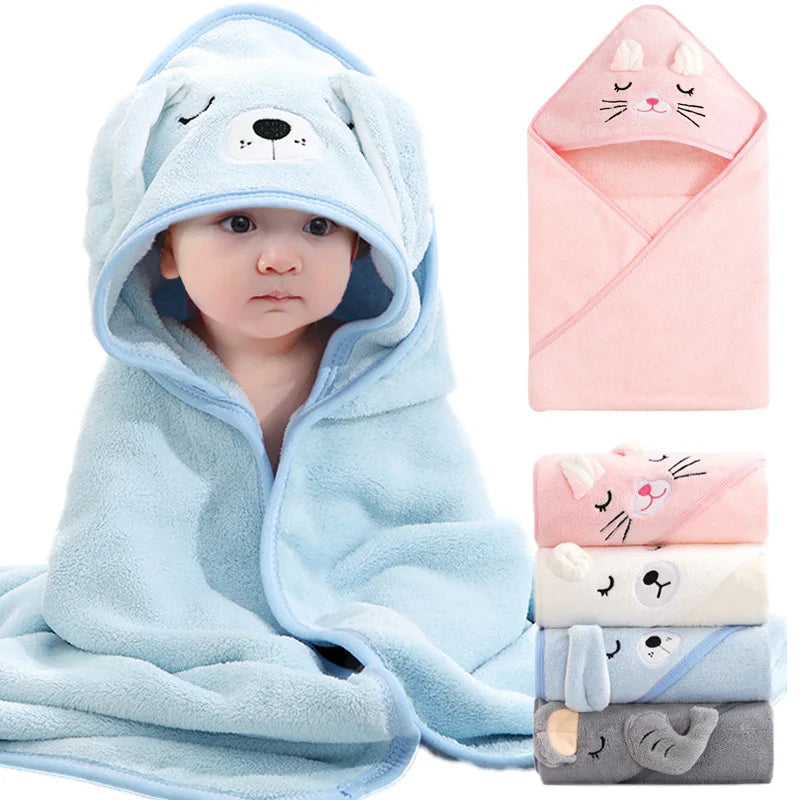 Cartoon Animal Baby Hooded Bath Towel Blanket
