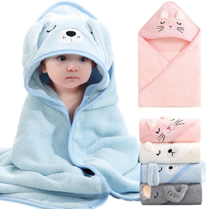Cartoon Animal Baby Hooded Bath Towel Blanket