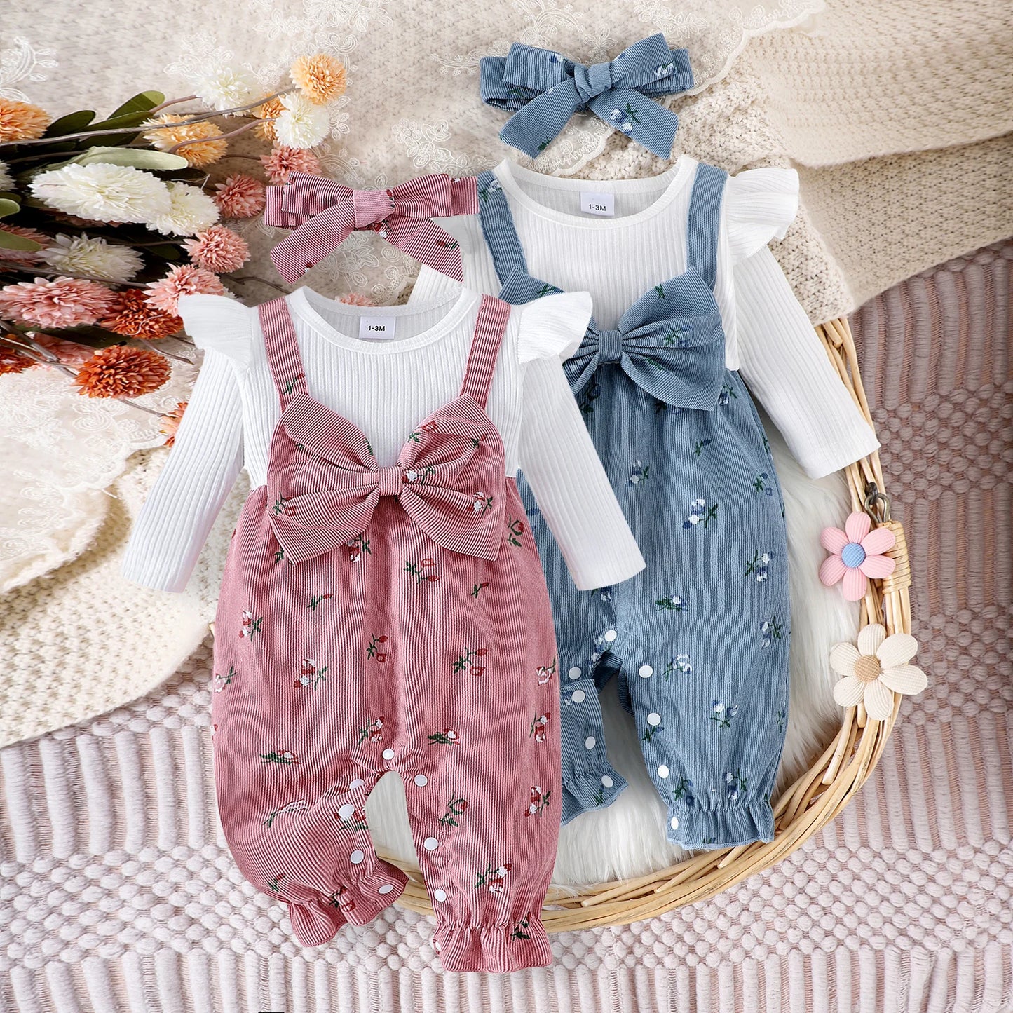 Baby Girl Floral Romper & Headband Set