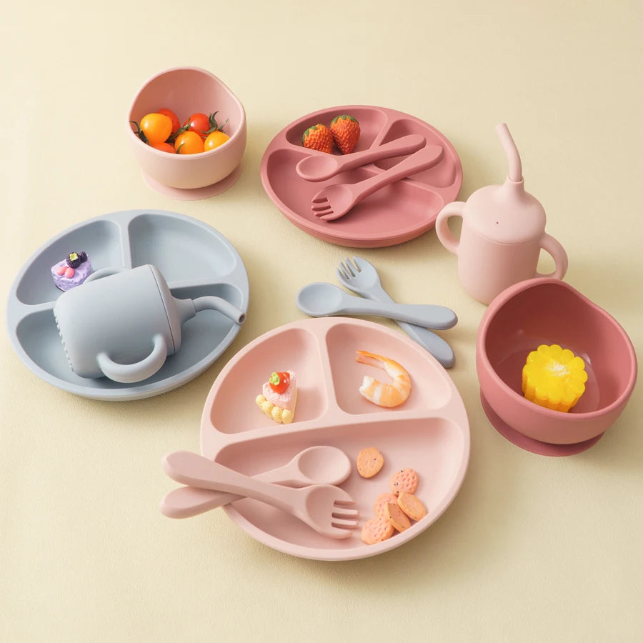 5PCS Baby Silicone Feeding Tableware Set