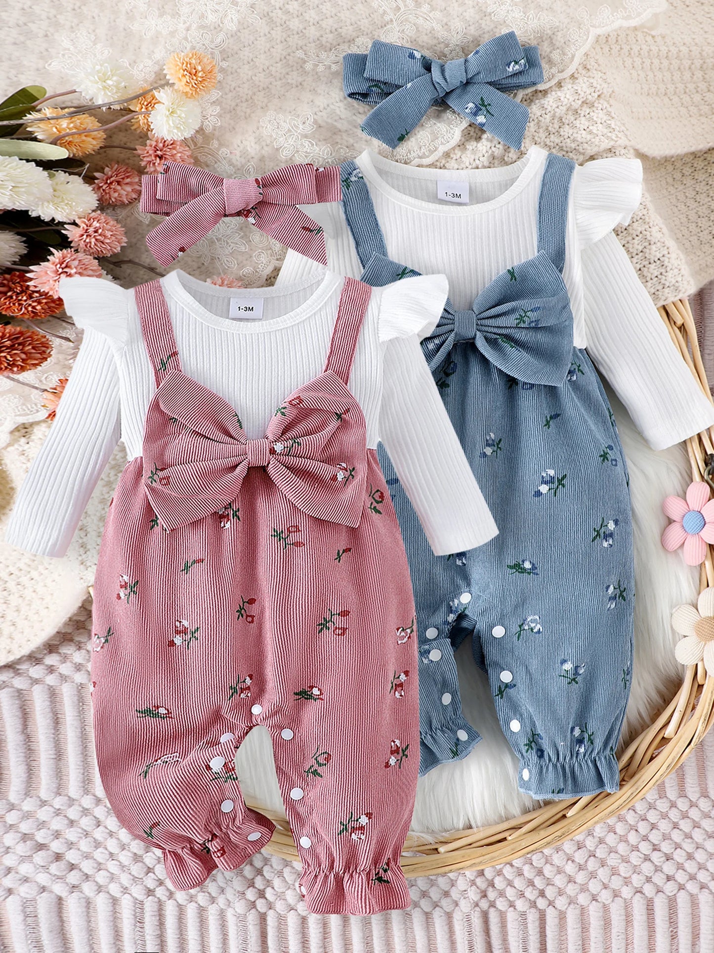 Baby Girl Floral Romper & Headband Set