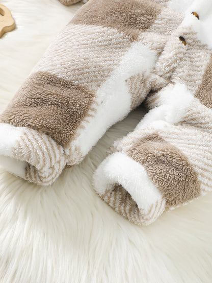 Baby Plaid Hooded Winter Romper