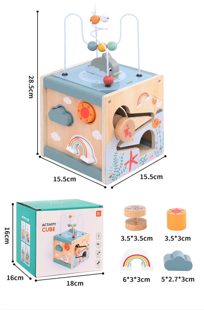 5-in-1 Wooden Activity Cube Montessori Toy