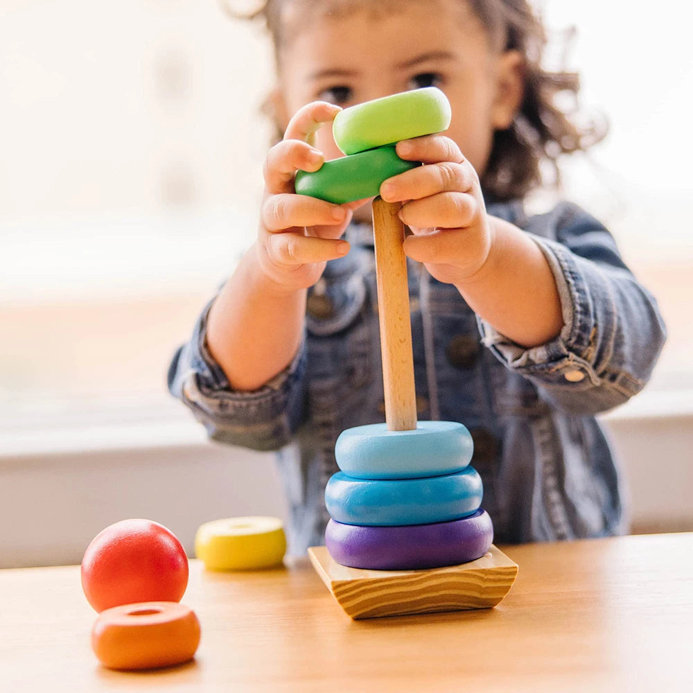Wooden Rainbow Stacker Ring Montessori Toy