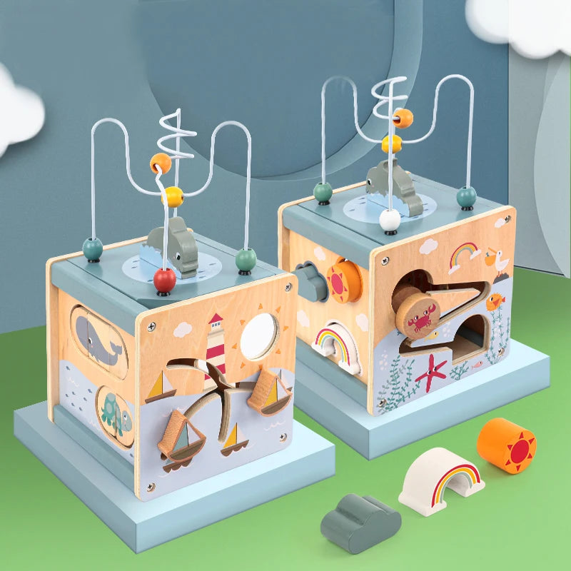 5-in-1 Wooden Activity Cube Montessori Toy