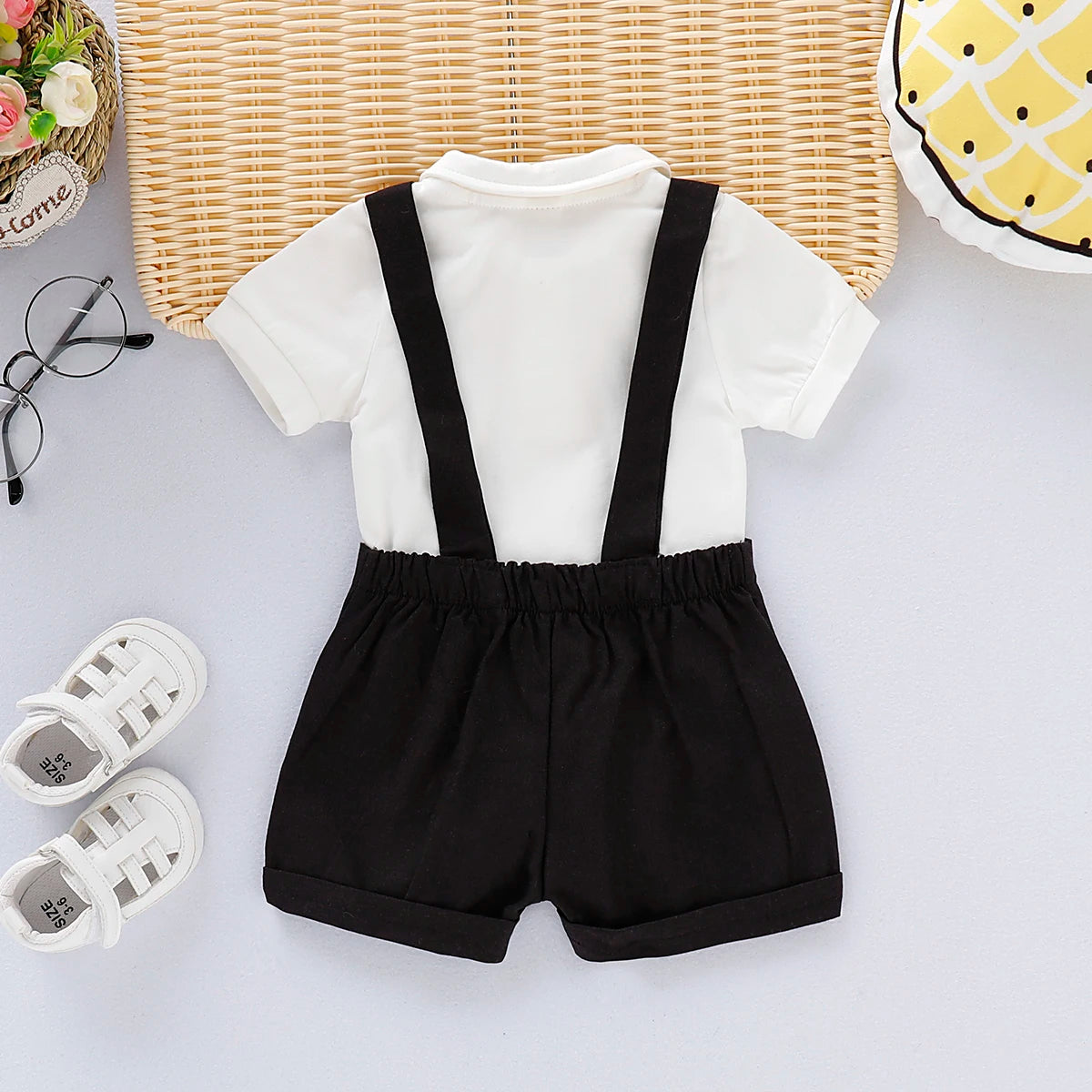 Baby Boy Gentleman Romper & Suspender Set