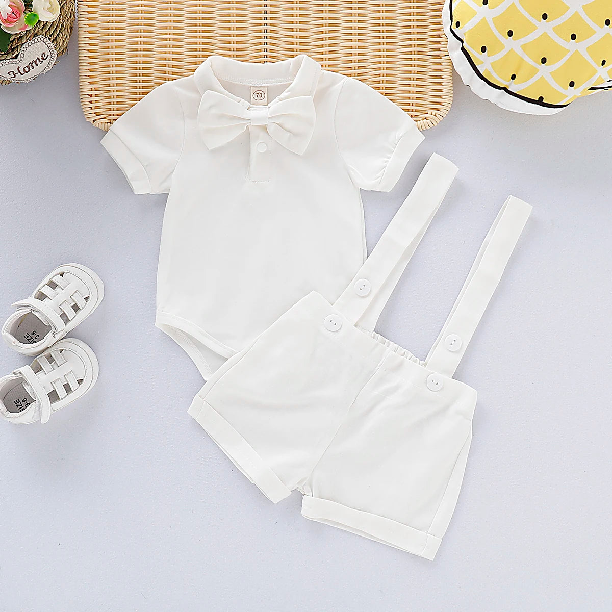 Baby Boy Gentleman Romper & Suspender Set