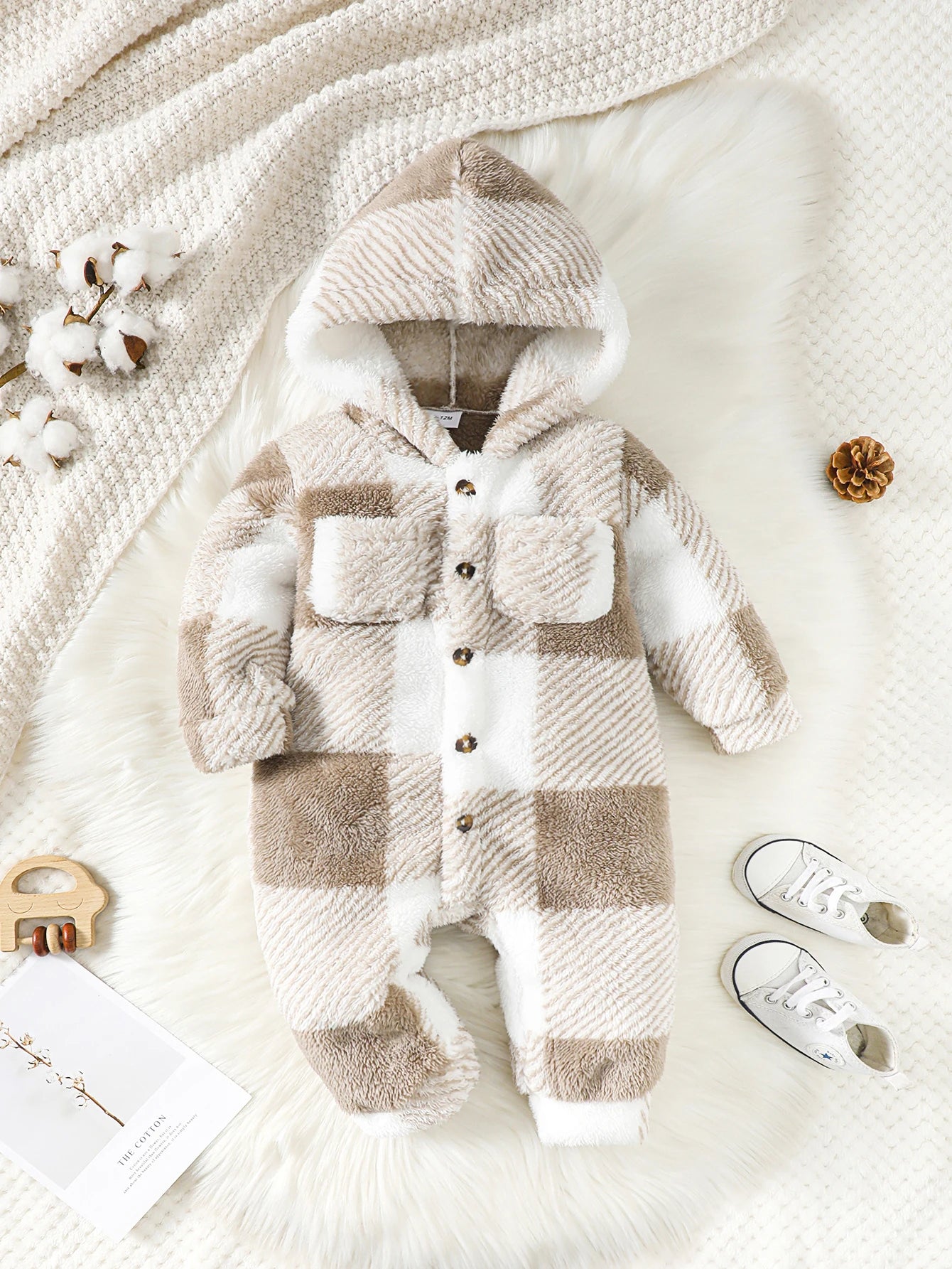Baby Plaid Hooded Winter Romper