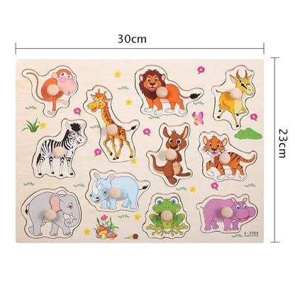 Montessori Wooden Animal Puzzle Board for Kids