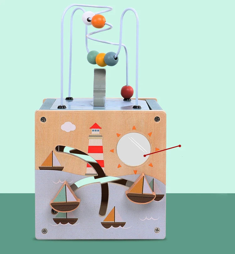 5-in-1 Wooden Activity Cube Montessori Toy