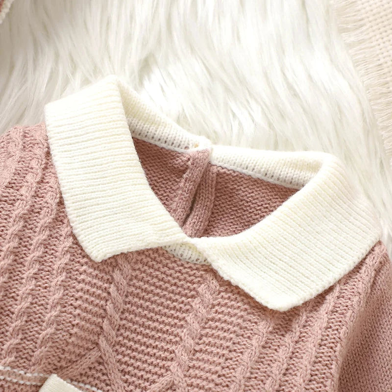 Baby Girl Knit Romper & Hat Set