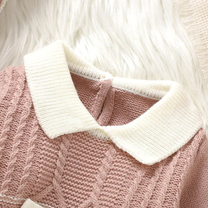 Baby Girl Knit Romper & Hat Set