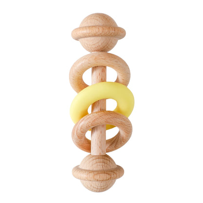 Wooden Baby Rattle & Silicone Teether Toy