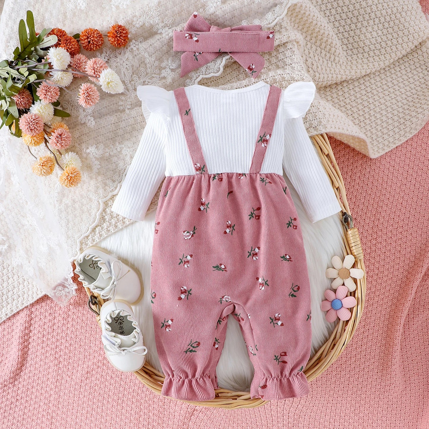 Baby Girl Floral Romper & Headband Set