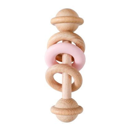 Wooden Baby Rattle & Silicone Teether Toy