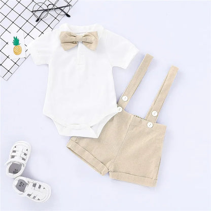 Baby Boy Gentleman Romper & Suspender Set