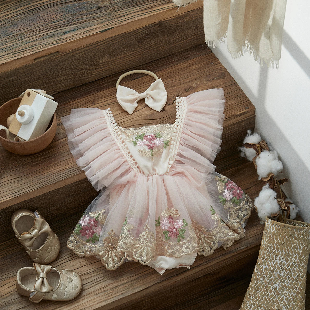 Baby Girl Floral Tulle Princess Romper