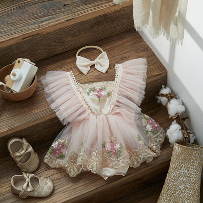 Baby Girl Floral Tulle Princess Romper
