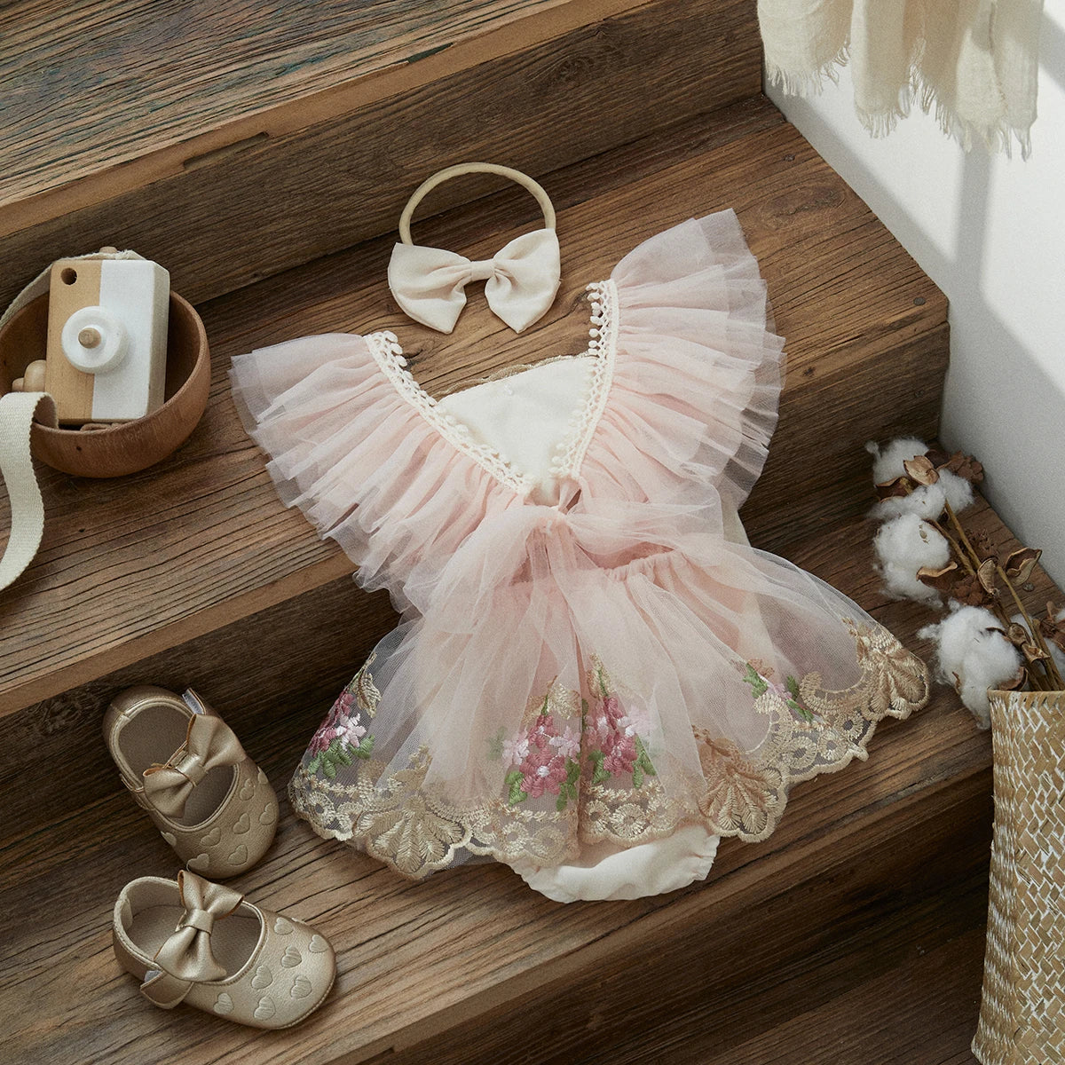 Baby Girl Floral Tulle Princess Romper