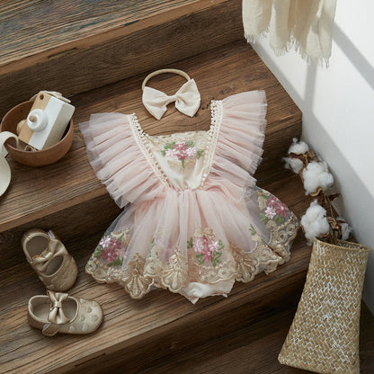Baby Girl Floral Tulle Princess Romper