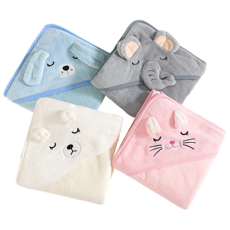 Cartoon Animal Baby Hooded Bath Towel Blanket