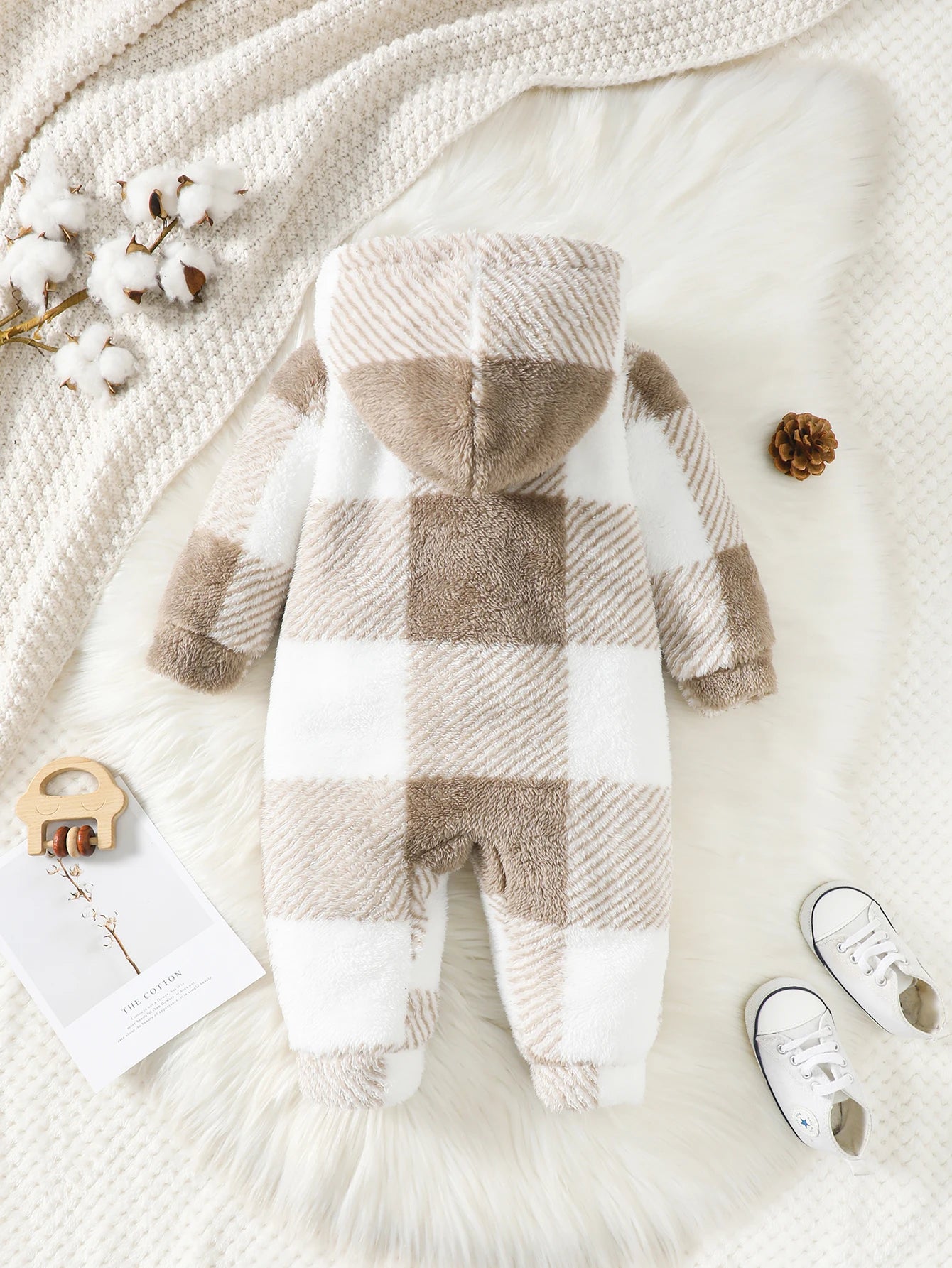 Baby Plaid Hooded Winter Romper