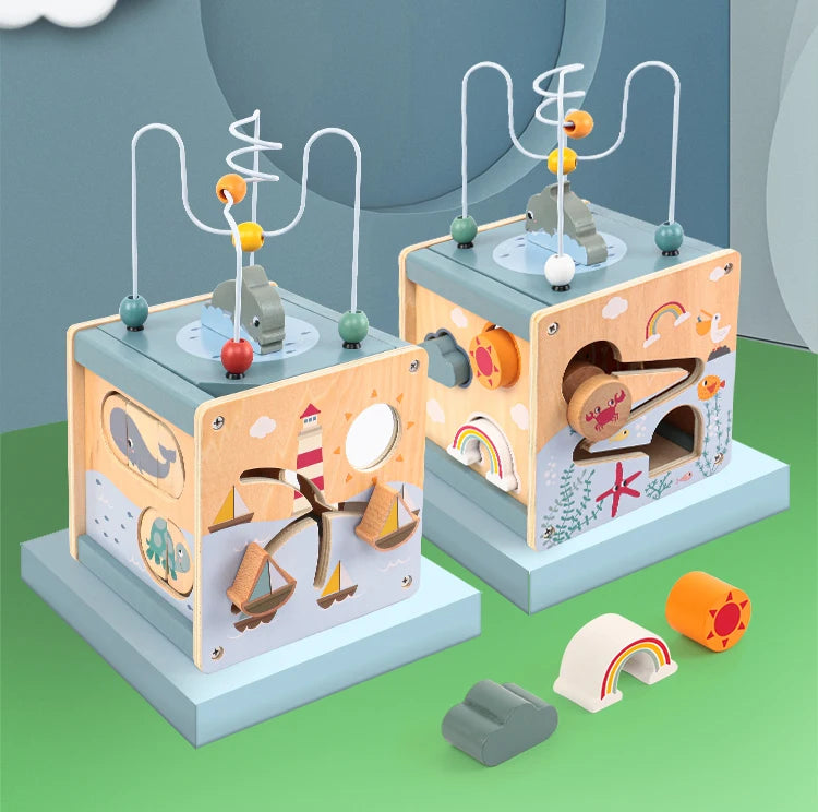 5-in-1 Wooden Activity Cube Montessori Toy