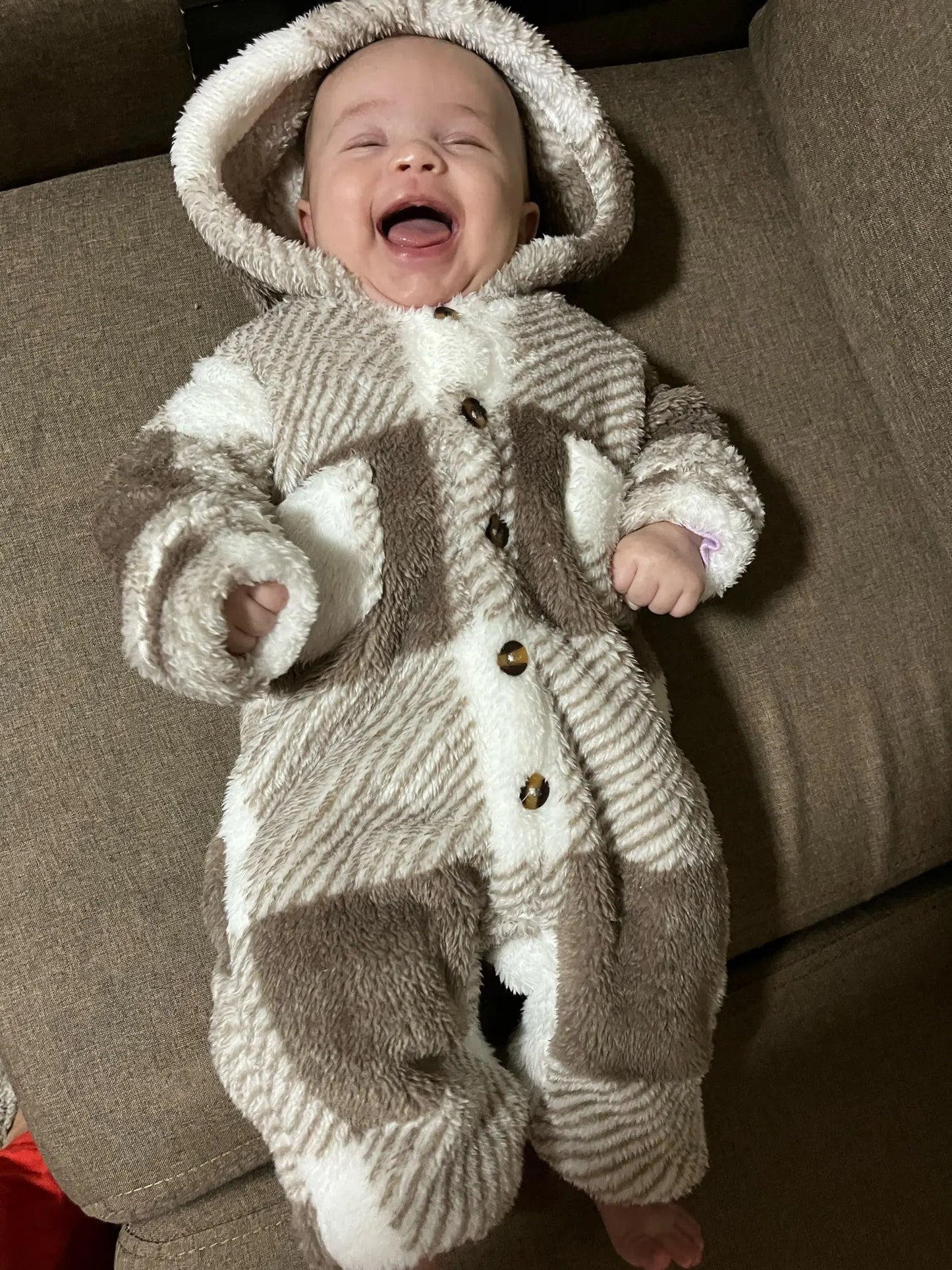 Baby Plaid Hooded Winter Romper
