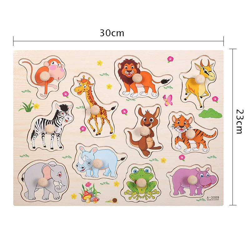 Montessori Wooden Animal Puzzle Board for Kids